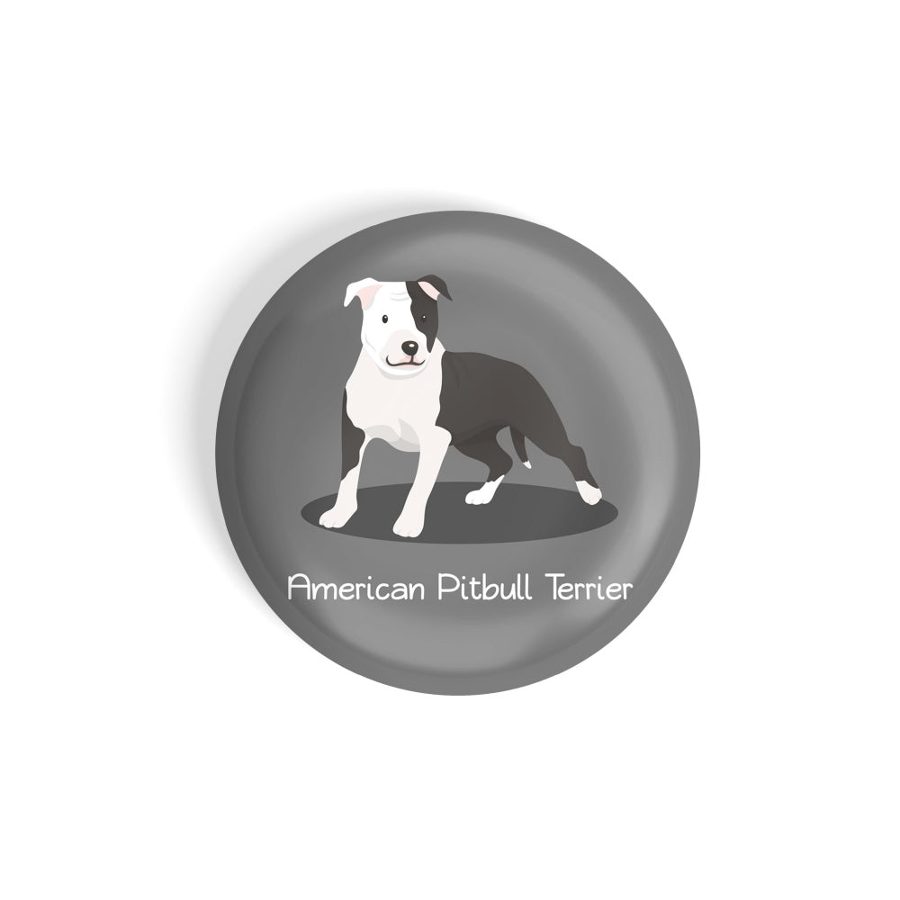 dhcrafts Round Fridge Magnet Grey Color American Pitubull Terrier Pet Dog Glossy Finish Design Pack of 1 (58 mm)